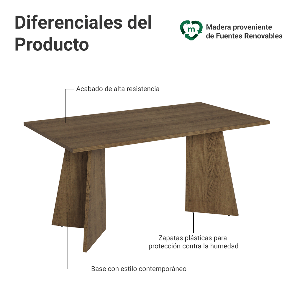 Mesa de Comedor 160 cm Marrón Madesa