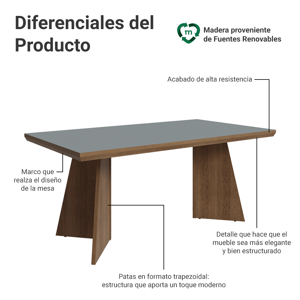 Mesa de Comedor 160 cm Marrón/Gris Madesa