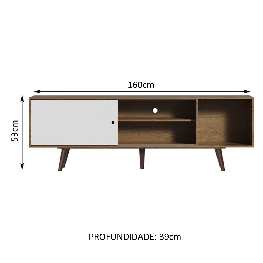 Mueble para TV hasta 65 Pulgadas 160 cm 1 Puerta Marrón/Blanco Dubai Madesa