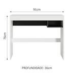 Escritorio Madesa Rubi con Tapa de Madera y 1 Nicho Blanco/Negro