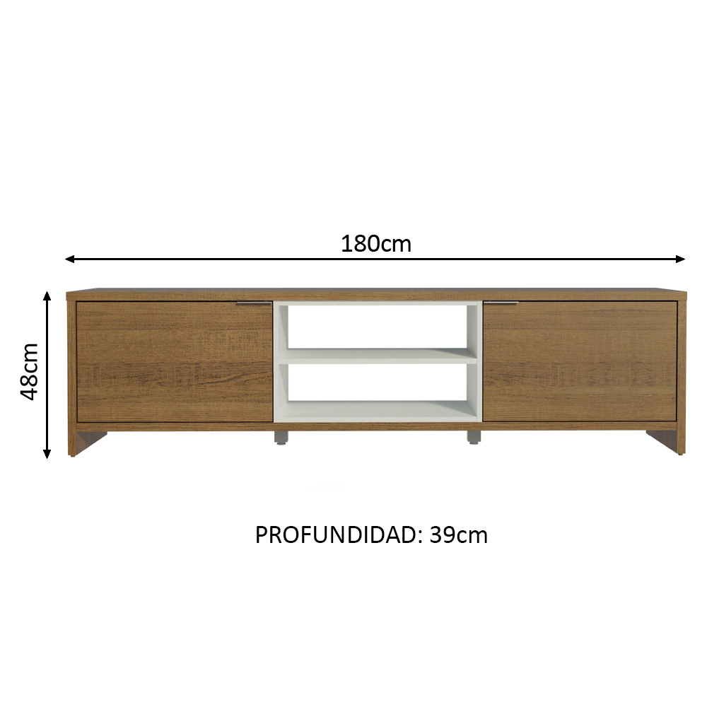 Mueble para TV hasta 80 Pulgadas 180 cm 2 Puertas Linz Marrón/Blanco