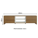 Mueble para TV hasta 80 Pulgadas 180 cm 2 Puertas Linz Marrón/Blanco