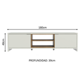 Mueble para TV hasta 80 Pulgadas 180 cm 2 Puertas Linz Blanco/Marrón