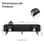 Mueble para TV hasta 80 Pulgadas 180 cm 2 Puertas 1 Cajón Negro Reims Madesa