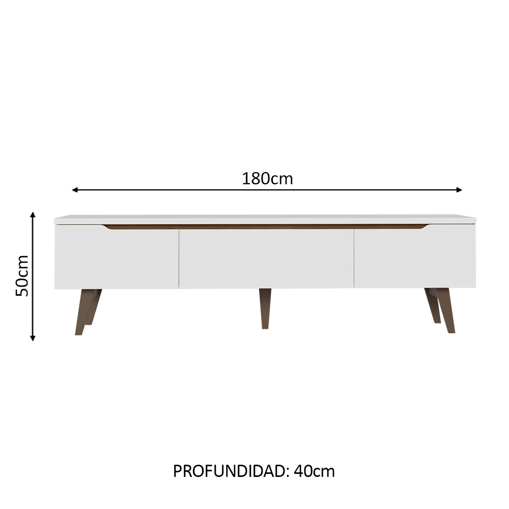 Mueble para TV hasta 80 Pulgadas 180 cm 2 Puertas 1 Cajón Blanco/Marrón Doha Madesa