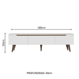 Mueble para TV hasta 80 Pulgadas 180 cm 2 Puertas 1 Cajón Doha Blanco/Marrón