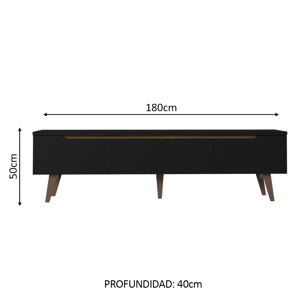 Mueble para TV hasta 80 Pulgadas 180 cm 2 Puertas 1 Cajón Doha Negro/Marrón