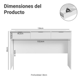 Tocador con 3 Cajones (Sin Panel) Blanco Carly