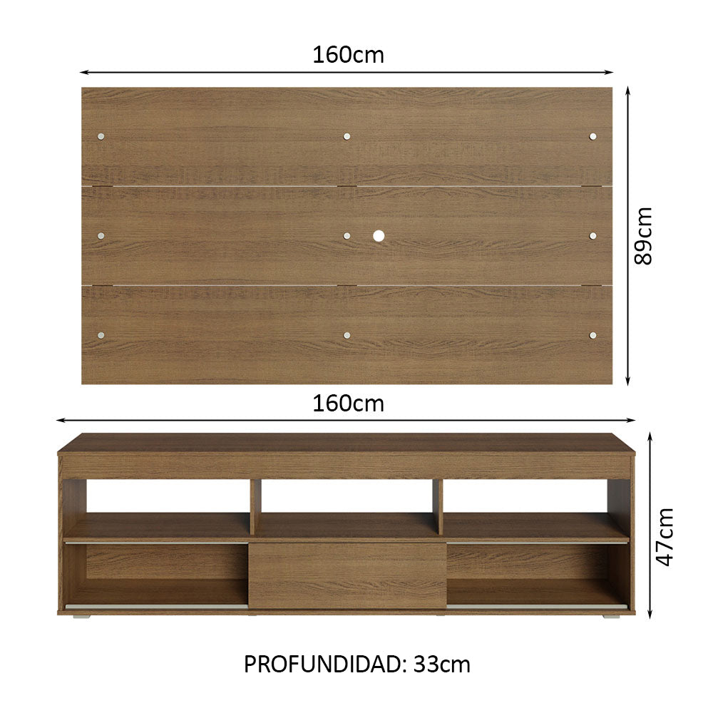 Mueble para TV y Panel Hasta 65" Marrón Orlando