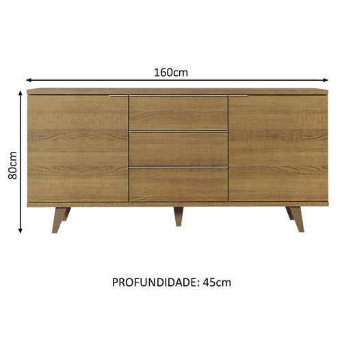 Bufetera 160 cm 2 Puertas 3 Cajones Marrón Madesa