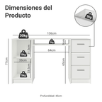 Escritorio 136 cm 3 Cajones 1 Puerta Blanco Madesa