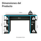 Escritorio Gamer 136 cm Negro/Azul Madesa