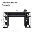 Escritorio Gamer 136 cm Negro/Rojo Madesa