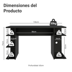 Escritorio Gamer 136 cm Negro Madesa