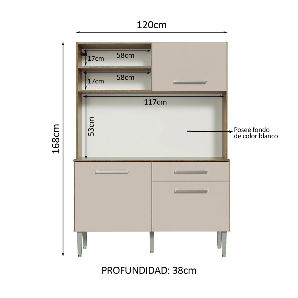 Cocina Compacta 120cm Marron/Crema Life