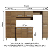 Cocina Integral Emilly Hit 261cm Marrón
