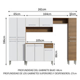 Cocina Integral Emilly Hit 261cm Marrón/Blanco