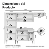 Cocina Compacta 229cm Blanco Emilly Top