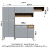Cocina Compacta 229cm Marrón/Gris Emilly Top