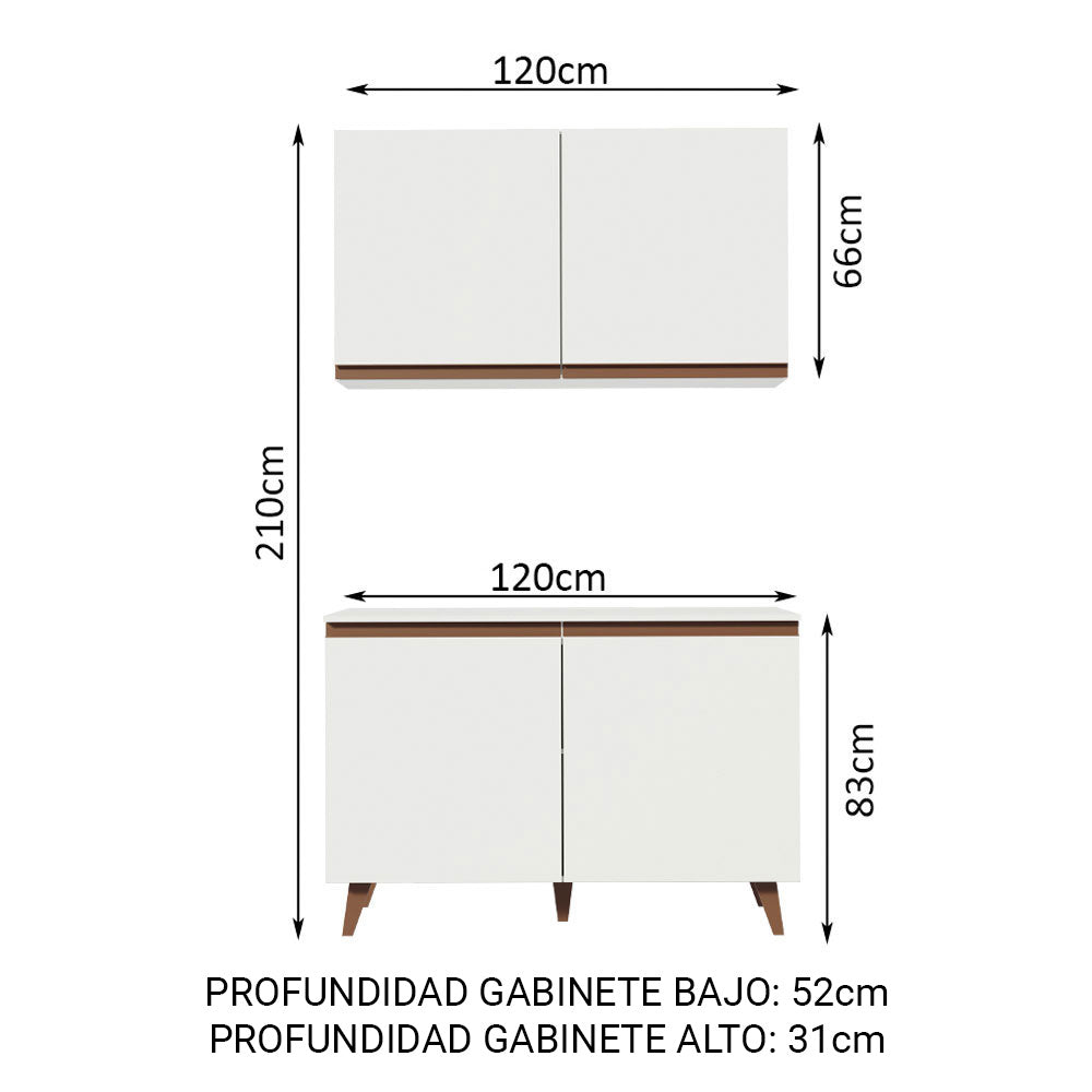 Cocina Compacta 120 x 52 cm 4 Puertas Blanco Reims Madesa