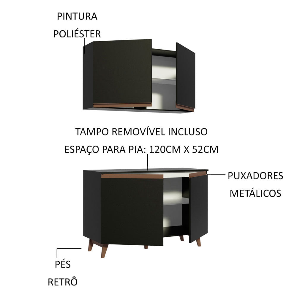 Cocina Integral Reims 120 cm Negro