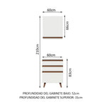 Kit Gabinete Superior y Gabinete Bajo 60 cm 1 Puerta 3 Cajones Blanco Reims Madesa