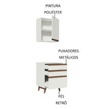 Kit Reims 60 cm con Gabinete Superior y Bajo con 3 Cajones Blanco