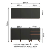 Cocina Compacta 180cm Reims Negro 80