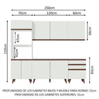 Cocina Compacta 250 cm con Mueble para Horno Blanco Reims Madesa