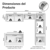 Cocina Integral 240cm Blanco Topazio