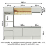 Cocina Integral 240cm Blanco Diamante