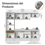Cocina Compacta 240 x 52 cm 8 Puertas 1 Cajón con Mueble para Horno Blanco/Marrón Diamante Madesa