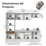 Cocina Integral 240cm Diamante Blanco/Marrón