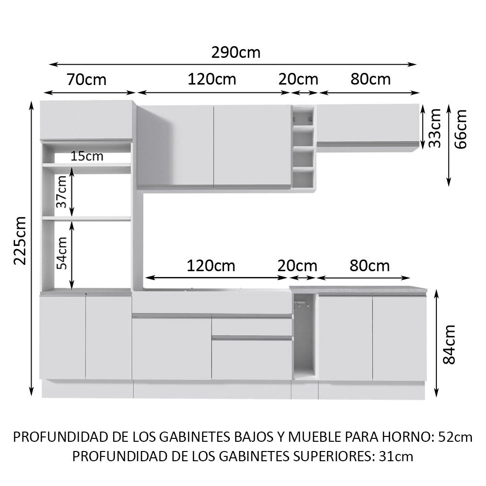 Cocina Integral 290 cm Blanco Vicenza