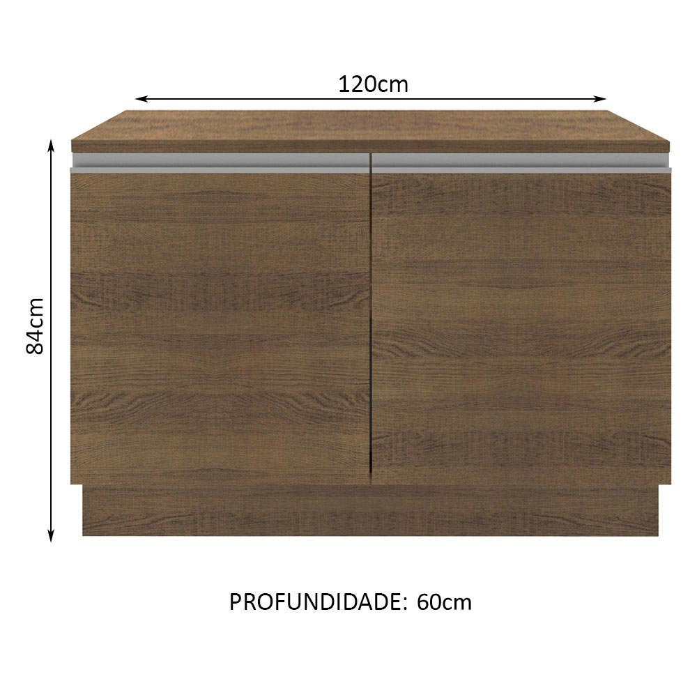 Gabinete Bajo 120 cm 2 Puertas Marrón Glamy Madesa