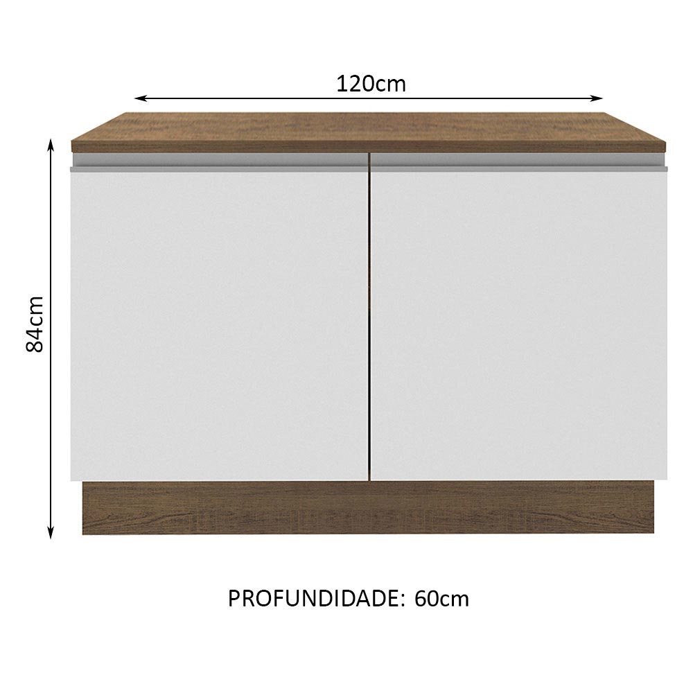 Gabinete Bajo 120 cm 2 Puertas Marrón/Blanco Glamy Madesa