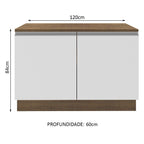 Gabinete Bajo 120 cm 2 Puertas Marrón/Blanco Glamy Madesa