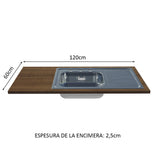 Gabinete Bajo para Fregadero con Accesorios de Cocina 120 x 60 cm 2 Puertas (Con Encimera) Glamy Marrón/Blanco