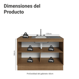Gabinete Bajo para Fregadero con Accesorios de Cocina 120 x 60 cm 2 Puertas (Con Encimera) Glamy Marrón/Blanco