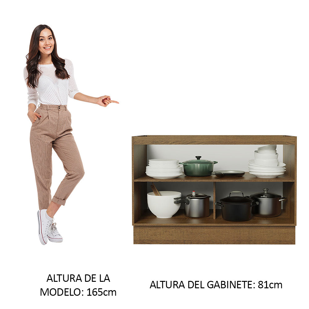 Gabinete Bajo 120 cm 2 Puertas Sin Encimera Marrón/Blanco Stella Madesa