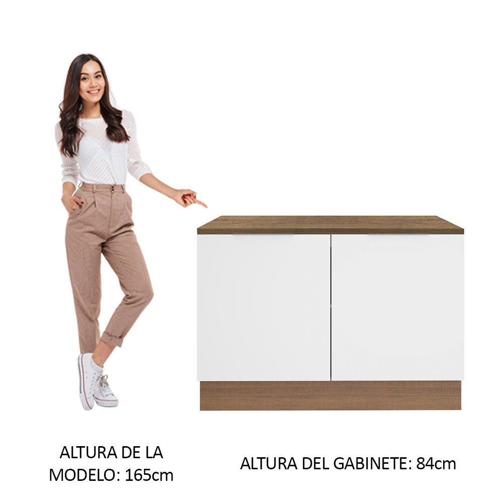 Gabinete Bajo 120 cm 2 Puertas Marrón/Blanco Stella Madesa