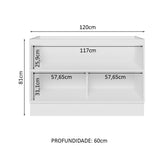 Gabinete Bajo para Fregadero 120 cm 2 Puertas (Sin Encimera) Lux Blanco/Negro