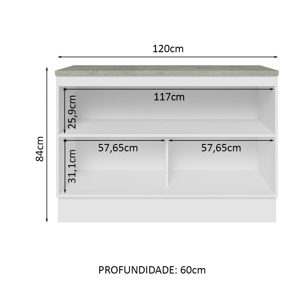 Gabinete Bajo 120 cm 2 Puertas Blanco/Negro Lux Madesa