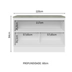 Gabinete Bajo 120 cm 2 Puertas Blanco/Negro Lux Madesa
