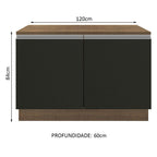 Gabinete Bajo 120 cm 2 Puertas Marrón/Negro Glamy Madesa
