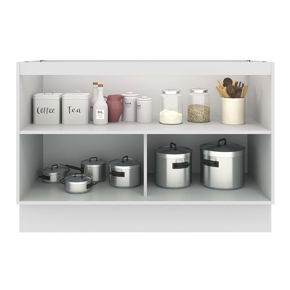 Mueble de Cocina para Fregadero 120 x 60 cm 2 Puertas (Sin Encimera) Agata Blanco/Gris