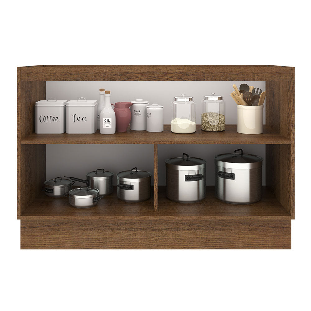 Mueble de Cocina para Fregadero 120 x 60 cm 2 Puertas (Sin Encimera) Agata Marrón/Gris