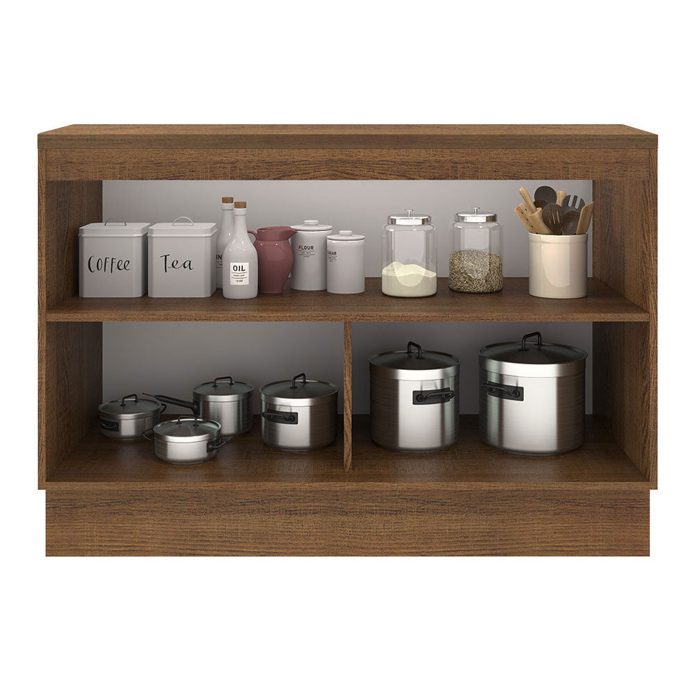 Mueble de Cocina para Fregadero 120 x 60 cm 2 Puertas (Con Encimera) Agata Marrón/Gris