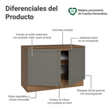 Gabinete Bajo de Cocina 120 x 60 cm 2 Puertas (Con Encimera) Marrón/Gris Vik Madesa
