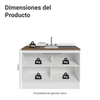 Gabinete Bajo para Fregadero con Accesorios de Cocina 120 cm 2 Puertas Blanco/Marrón Agata Madesa